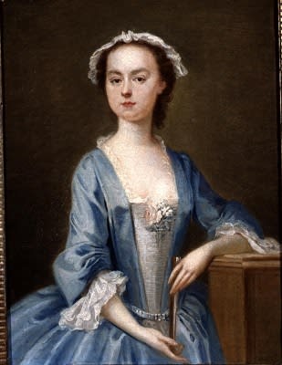 Jeremiah Davison, Portrait of a woman in blue, 1740s