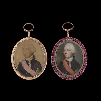 John Smart, William IX, Landgrave of Hesse-Cassel (1743-1821), later Elector William I, wearing a brown coat, white stock and the pink sash and The Order of the Golden Lion, with the accompanying preparatory sketch, 1772