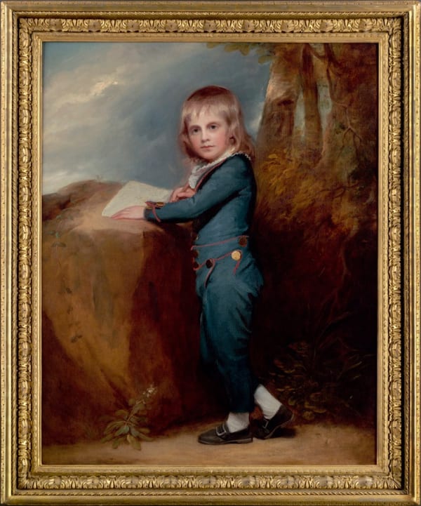 George Romney, Portrait of Master Tennant in a blue suit, 1790s