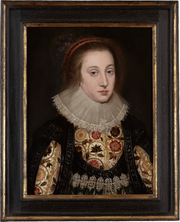 English School oil portrait of a lady in c. 1620 currently for sale at Philip mould & company