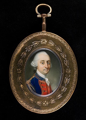 Richard Crosse, Portrait miniature of Major-General William Phillips (c. 1731-81) wearing the uniform of The Royal Artillery