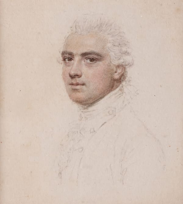 John Smart, 'Captain Hamilton', wearing naval uniform, his hair powdered