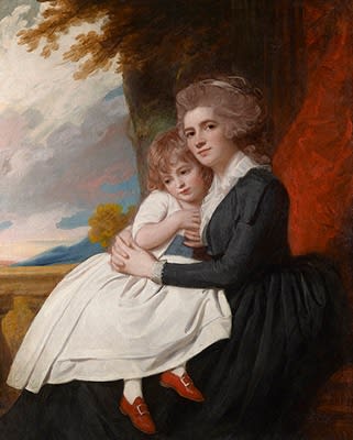 George Romney, Portrait of Mrs Thomas Raikes, neé Charlotte Finch, with her daughter, c. 1787