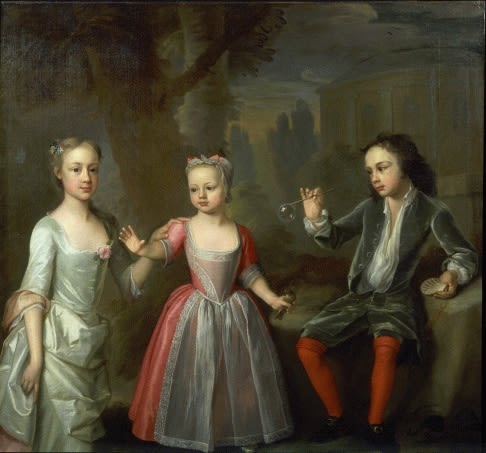 George Knapton, The 2nd Earl of Egmont and his Sisters in a Landscape, c. 1722