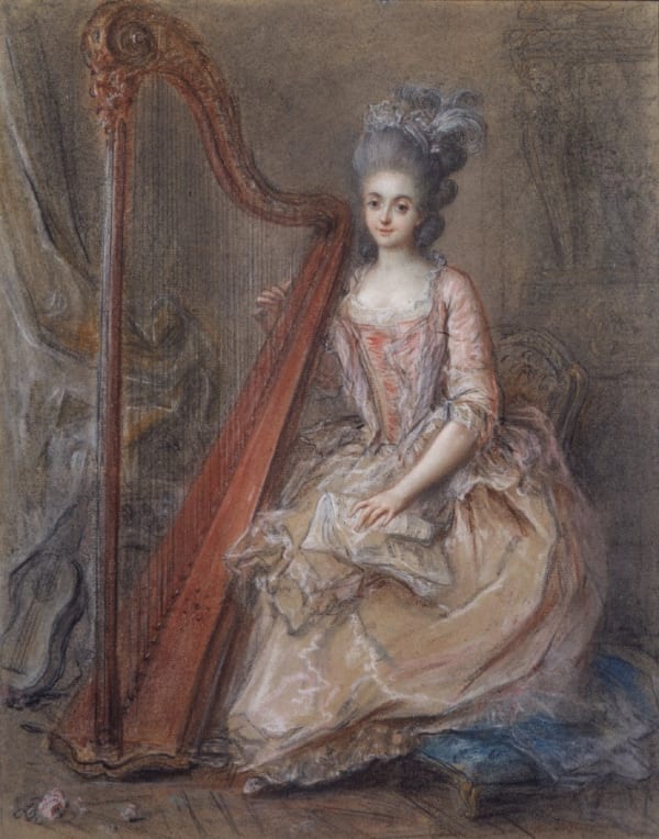 Francois Guerin, Presumed Portrait of Mme. de Genlis Playing a Harp (1746-1830), 1791