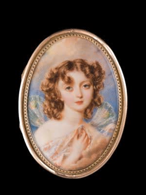 Francois Theodore Rochard, Portrait miniature of the artist’s daughter, Eugenie Rochard (b. 1814), as Psyche, mid 19th century