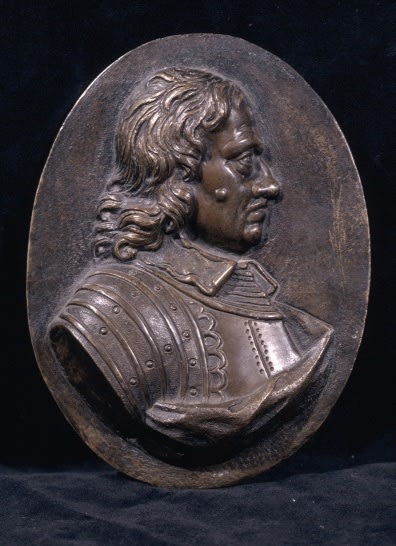After Louis Francois Roubiliac, A Bronze Portrait Relief of Oliver Cromwell (1599-1658), 1750s