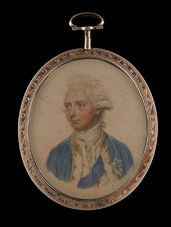 John Smart, Prince Henry, Duke of Cumberland and Strathearn (1745-90), brother of King George III, wearing gold-edged blue frock coat, gold-edged white waistcoat and the blue sash and badge of the Order of the Garter, 1770s