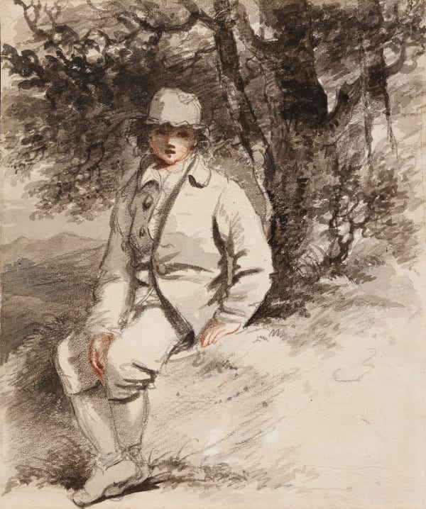 John Hoppner RA, Sketch of a boy seated by a tree, late 18th century