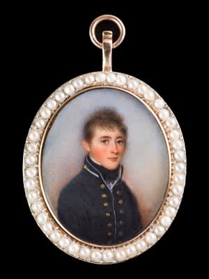 Thomas Hazlehurst, Portrait miniature of Morecroft Kirkes (1783-1832) RN , 1790s