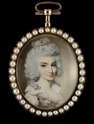 George Engleheart, A Lady wearing a white dress, with her hair powdered, 1780s