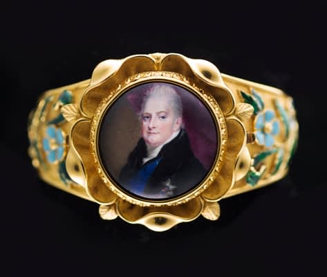 Joseph Lee, after Charles Jagger, Portrait enamel of William IV, King of England (1765-1837), when Duke of Clarence, wearing a black coat and waistcoat over a white stock with the sash and star of the Order of the Garter