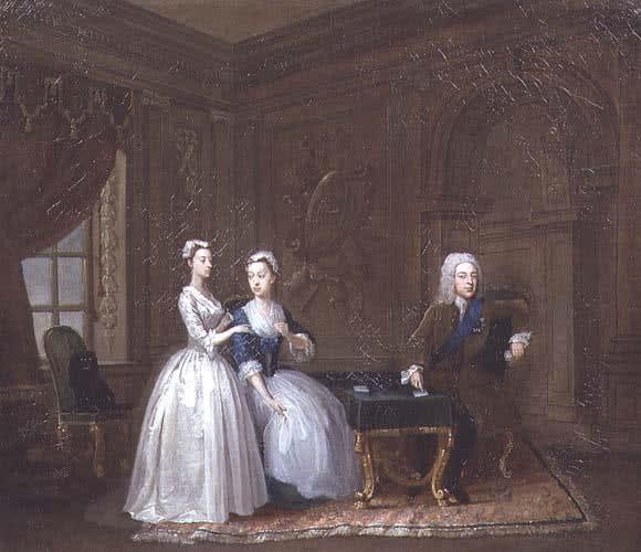 Gawen Hamilton, John, 2nd Duke of Montagu (1690-1749), his wife Lady Mary Churchill, daughter of the Duke of Marlborough, and their youngest daughter, Lady Mary Montagu, c. 1730