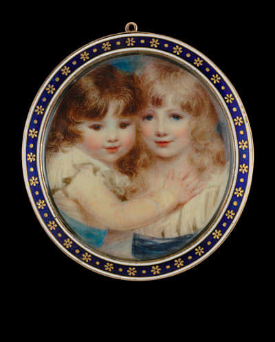 Anne Mee (née Foldsone), Two children embracing, wearing white chemises with blue sashes