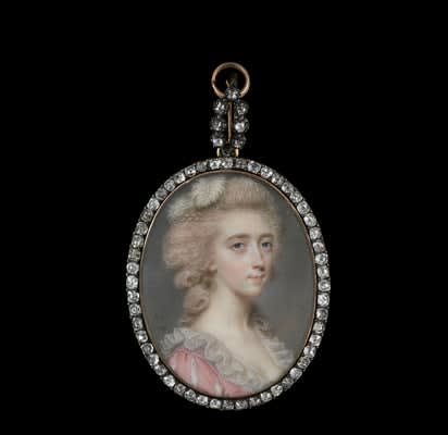 John Smart, Portrait miniature of a lady of the Darrell family, probably Clarissa Darrell (d. 1812), 1785