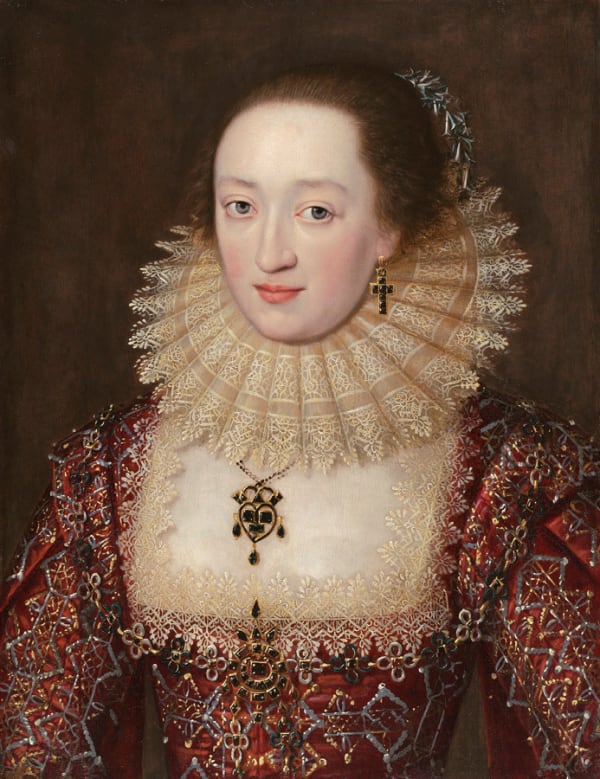 English School, Portrait of a Lady in Red Dress, c. 1615