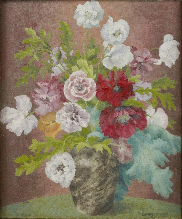 Cedric Morris, White, Pink and Red Poppies, 1963