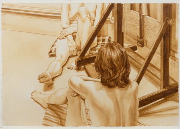 Philip Pearlstein, Two Female Models Facing Easel, 1977