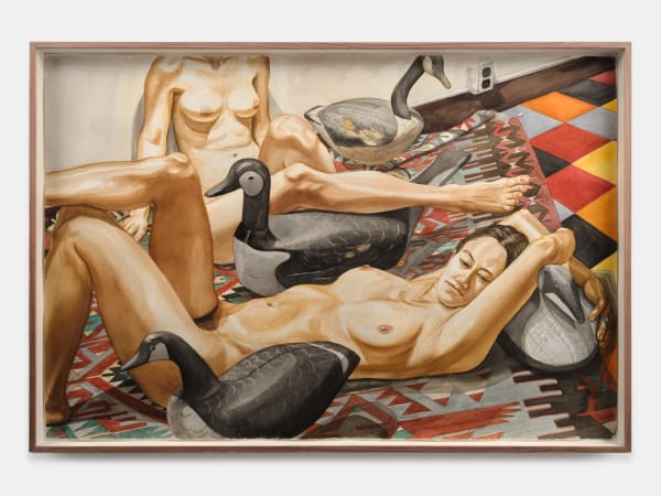Philip Pearlstein, Two Models with Four Geese Decoys, 1993