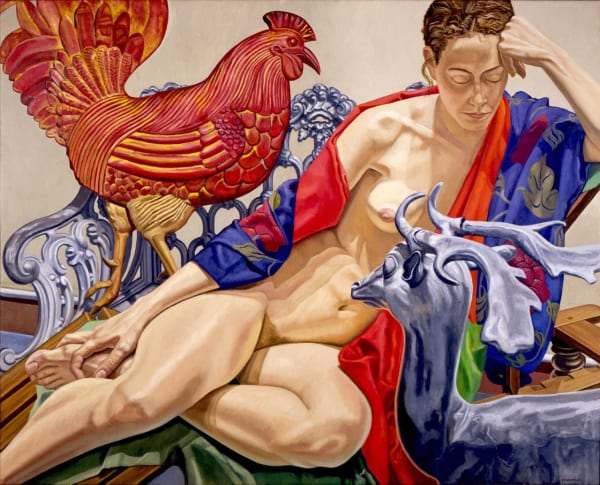 Philip Pearlstein, Model with Rooster and Deer, 1993