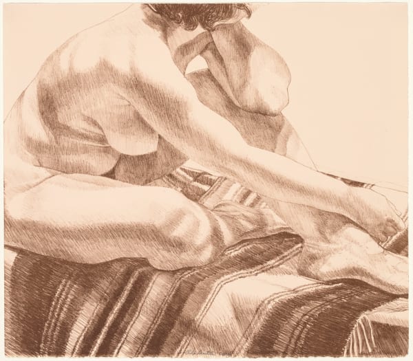 Philip Pearlstein, Girl on Striped Rug, 1972