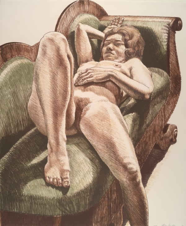 Philip Pearlstein, Reclining Nude on Green Couch, 1971