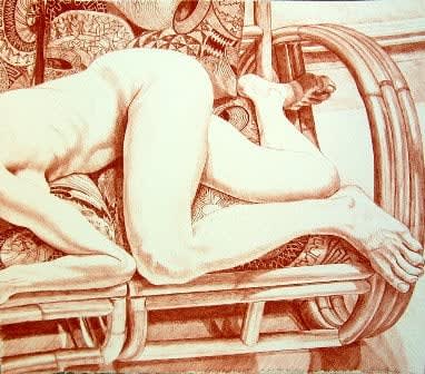 Philip Pearlstein, Nude on Bamboo Sofa, 1981