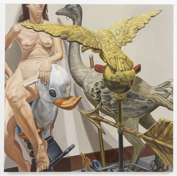 Philip Pearlstein, Model with Ostrich, Eagle and Duck, 2009