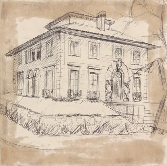 Philip Pearlstein, Untitled (Mansion_Winged Door Posts), 1946-49