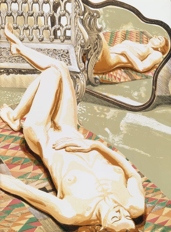 Philip Pearlstein, Nude with Iron Bench and Mirror, 1978