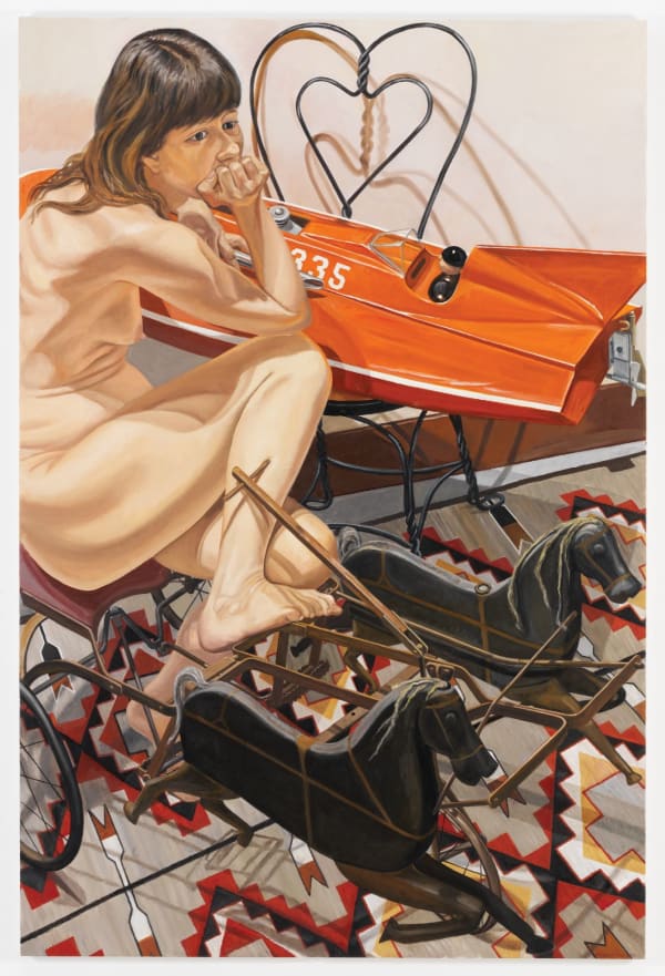 Philip Pearlstein, Model With Speedboat and Kiddie Car Harness Racer, 2010