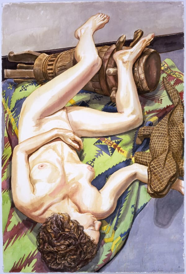 Philip Pearlstein, African Drum, Carved Wooden Lizard and Model, 2004