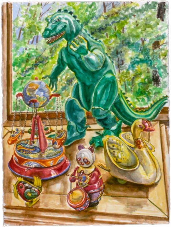 Philip Pearlstein, Godzilla Attacks, 2021