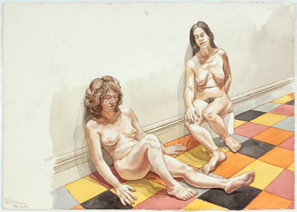 Philip Pearlstein, Two Female Models Leaning Against Wall, ND
