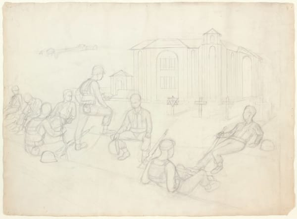 Philip Pearlstein, Restin Near Rome (Cemetary) Marina Di Pisa, 1945
