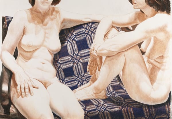 Philip Pearlstein, Two Nudes on Blue Coverlet, 1977