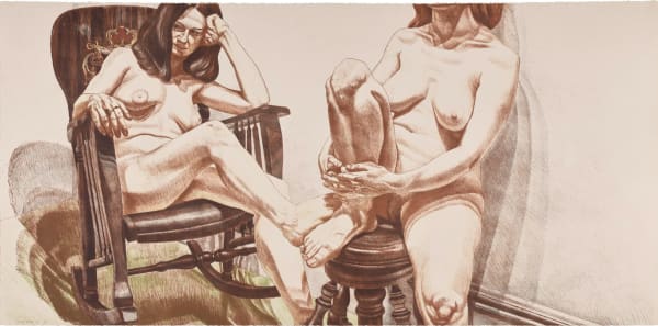 Philip Pearlstein, Two Female Models on Rocker and Stool / Color, 1975