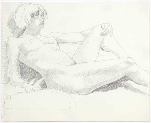 Philip Pearlstein, Leaning Female Nude with Cat, 1960s