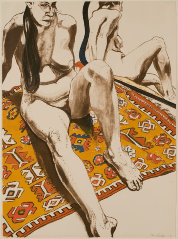 Philip Pearlstein, Figure Seated on Rug with Mirror, 1970