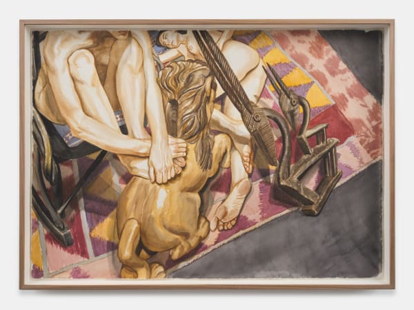 Philip Pearlstein, Two Models with Carousel Lion and Antelope Headdress, 2000