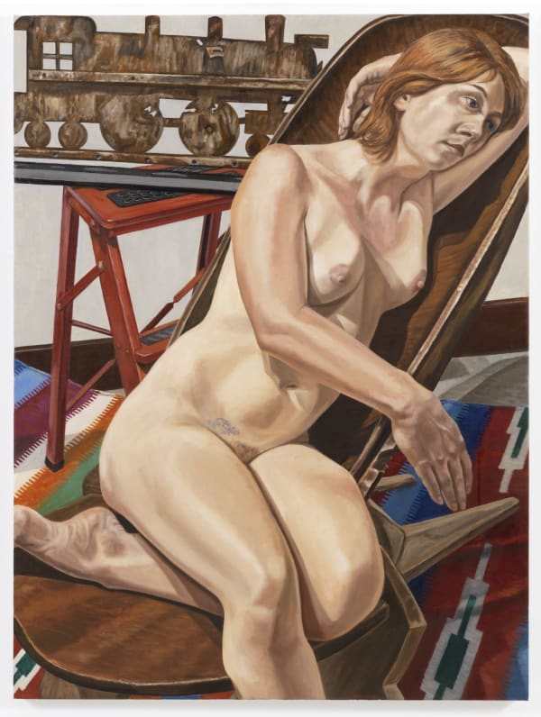 Philip Pearlstein, Model with Choochoo Weather Vane and African Chair, 2010