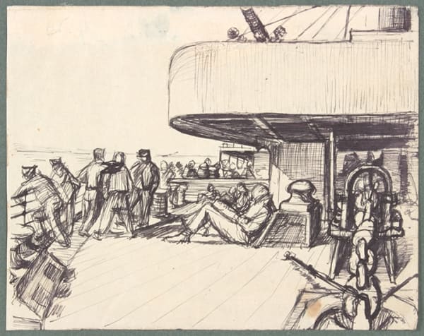 Philip Pearlstein, Untitled (Convoy to Italy), 1943-46