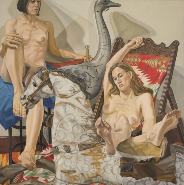 Philip Pearlstein, Two Models with Hobby Horse and Carousel Ostrich, 2002