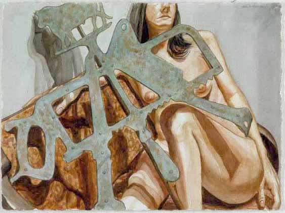 Philip Pearlstein, Model with Old Iron Butcher Sign #2, 2003