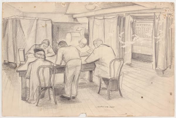 Philip Pearlstein, Election Day, 1946-49