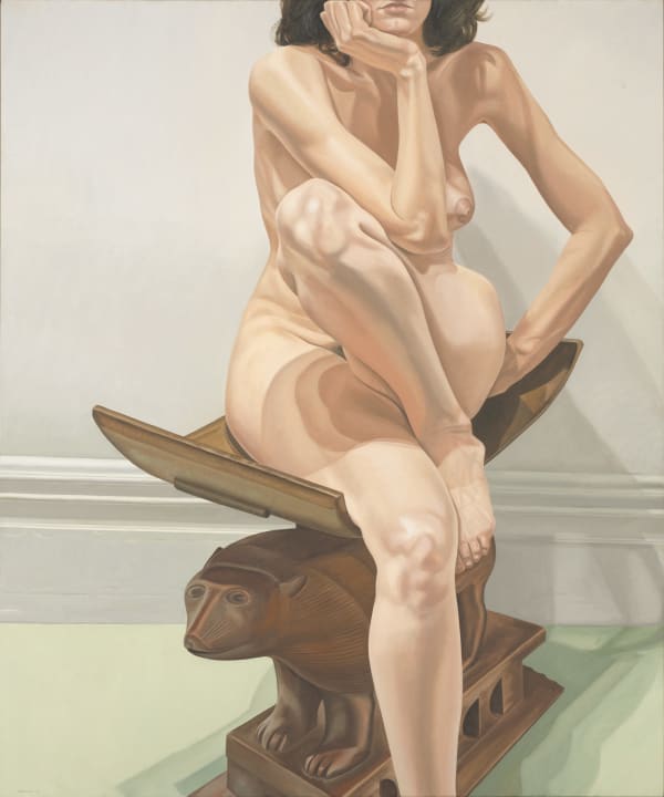 Philip Pearlstein, Female Model on African Stool, 1976
