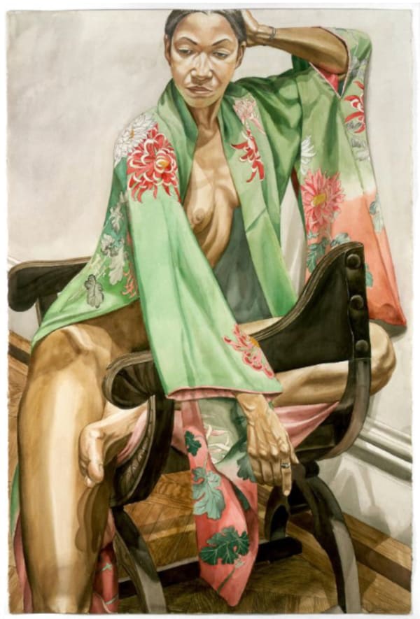 Philip Pearlstein, Female Model in Green Kimono on Savonarola Chair, 1979