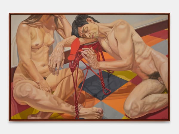 Philip Pearlstein, Male and Female Models with Shoeshine Stool, 1985