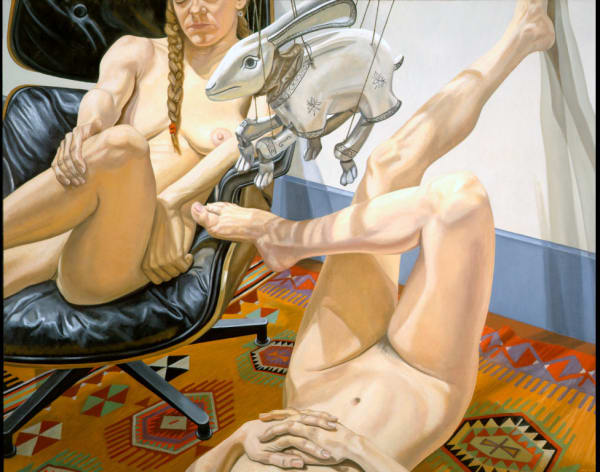 Philip Pearlstein, Two Nudes, Rabbit Marionette, 1997