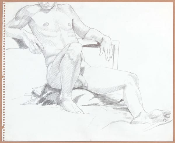 Philip Pearlstein, Male Model Leaning Back with Leg Outstretched, ND